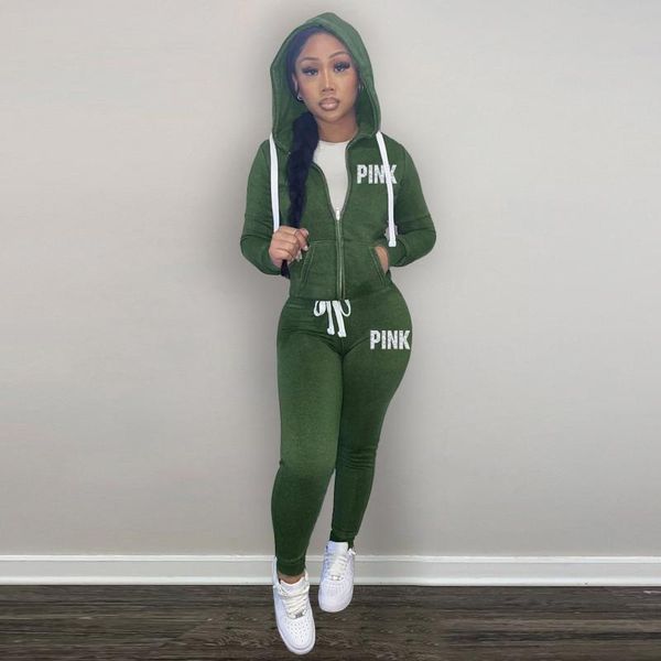 

women's two piece pants casual tracksuits women solid set plus size pink letter embroidery zipper hoody coat + sets joggers suits, White