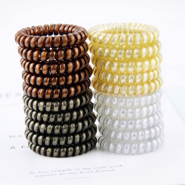 

500pcs/lot diy multi metal telephone line hair band high resilience gloss rubber bands styling tools accessories ha8341, Brown