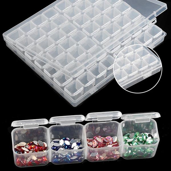 

56/168 slot transparent plastic storage box diamond painting accessories tool nail art rhinestone bead decorations, Silver;gold