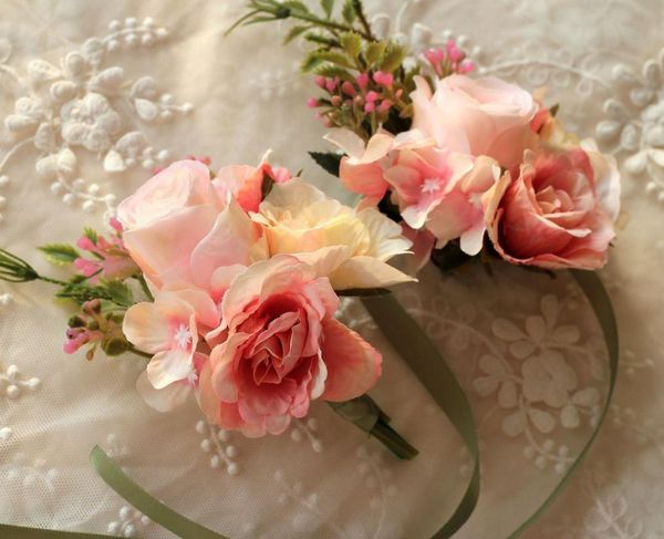 

artificial silk rose flowers groom boutonniere man bride wrist corsage women girl wedding decoration decorative & wreaths