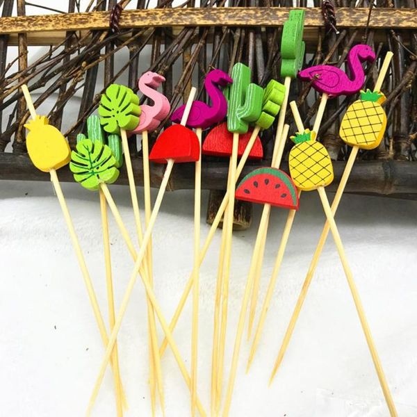 

forks 100pcs/bag bamboo picks eco-friendly anti-deform cocktail for bar wholesale