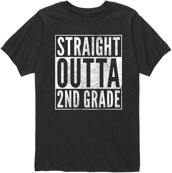 

men's t-shirts straight outta second grade - youth short sleeve graphic t-shirt, White;black
