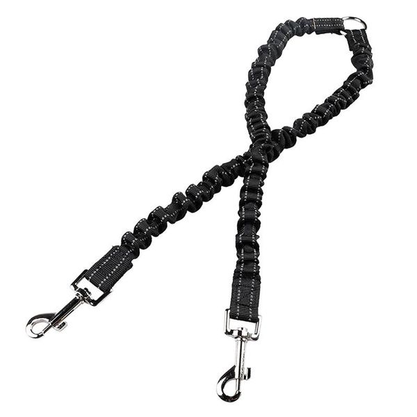 

dog collars & leashes hand leash running jogging double handle pet lead sport walking waist belt bag reflective two rope elastic buffer