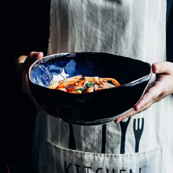 

bowls european irregular dish rice bowl porcelain deep blue dessert creative tableware soup dishes noodle dinnerware
