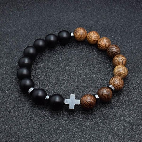 

link, chain black bracelet men stainless steel beads natural stone bracelets chains on hand gifts for male accessories hip hop