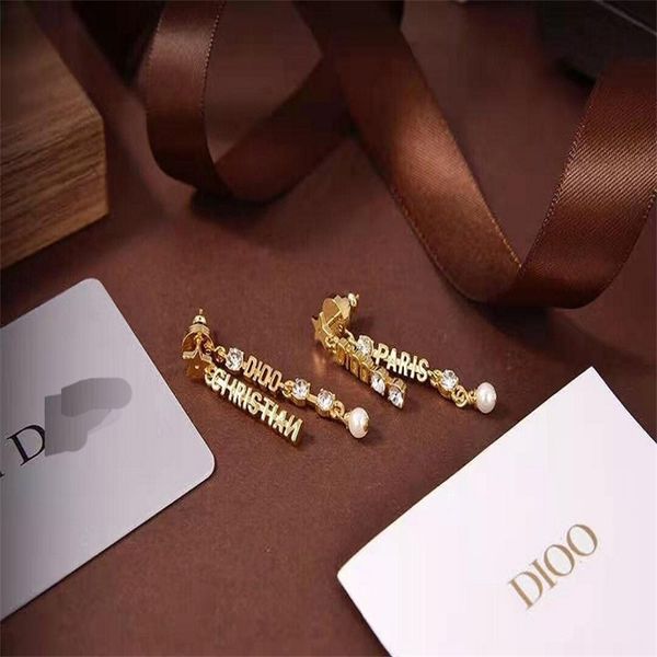 

75%off outlet 2021 parent's pearl letter fashion earrings female nail 925 silver needle 3xik