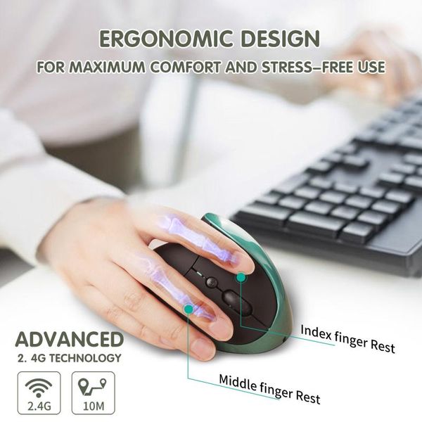 

2.4ghz vertical ergonomic wireless optical mouse 1600 dpi for pc lapcomputer mice