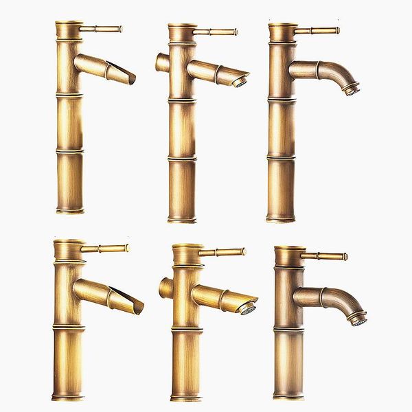 

bathroom sink faucets deck mounted retro dragon bamboo single handle basin mixer, and cold antique mixer tap,bathroom brushed brass faucet