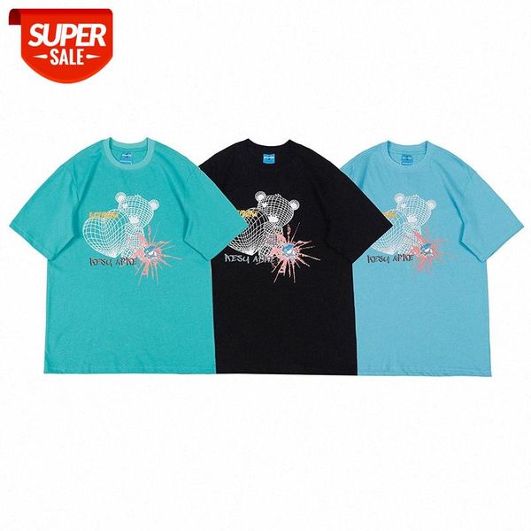 

double yarn 3d bear print flow couple short sleeve half bf wind #ll33, White;black