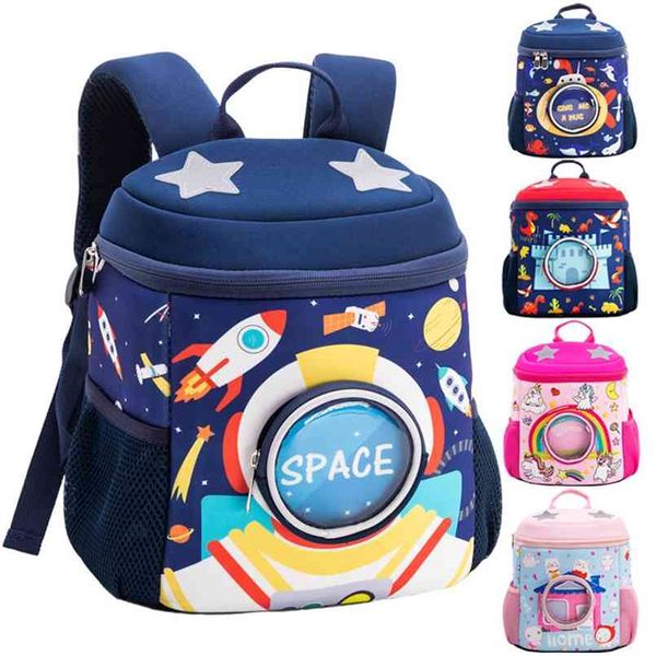 3D-Raketen Anti-verlorene Schultaschen für Mädchen Cartoon Hochwertiges Spielzeug Jungen Rucksack Kindergartentaschen Kindergeschenke für Alter 1-6 210809