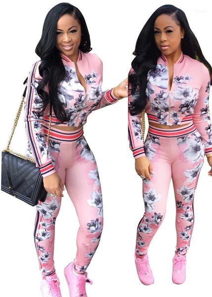 

fashion 2021 women casual long sleeve and elastic waist pants 2 piece sets stripe patchwork zipper printed suits1, Gray