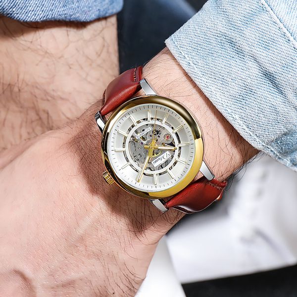 

2021 fire luxury gentlemen clock male sports men self-wind mechanical pole wars relogio, Slivery;brown