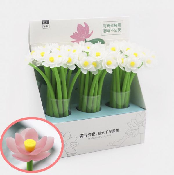 

decorative flowers & wreaths 1pc creative lotus signature pen silicone color gel change the under light, school office supplies