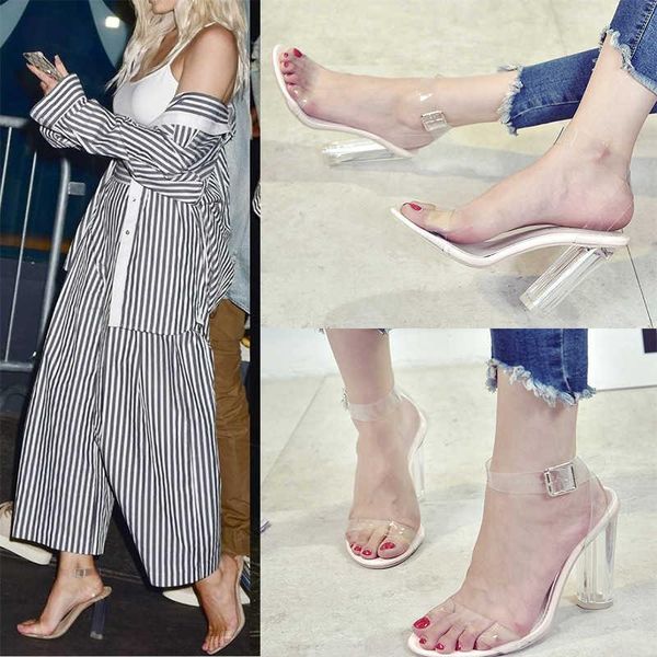 

dress shoes 2021 fashion sandals large size transparent high heel women's, Black