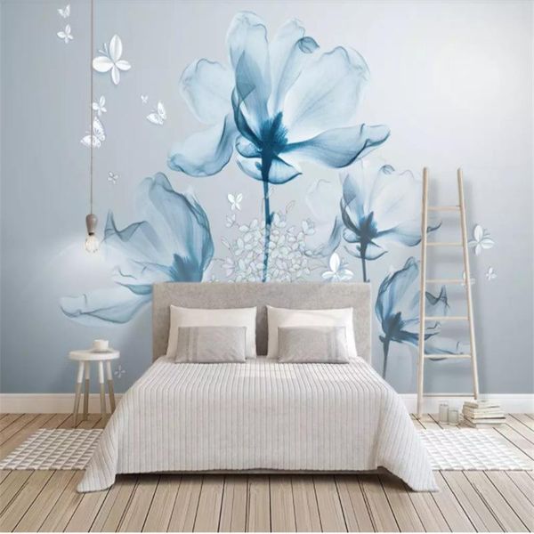 

wallpapers custom wallpaper nordic style hand-painted floral pastoral mural living room tv background wall painting papel de parede