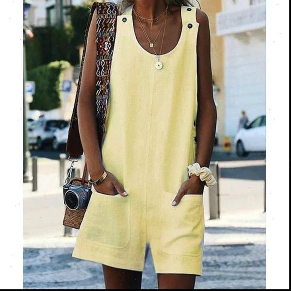 

sleeveless linen overall homewear summer womens jumpsuit cotton loose casual playsuit combinaison femmel dropshipping, Black;white