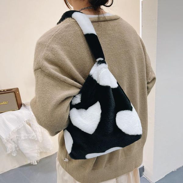 

evening bags fashion woman shoulder casual female lady underarm love heart pattern design bag