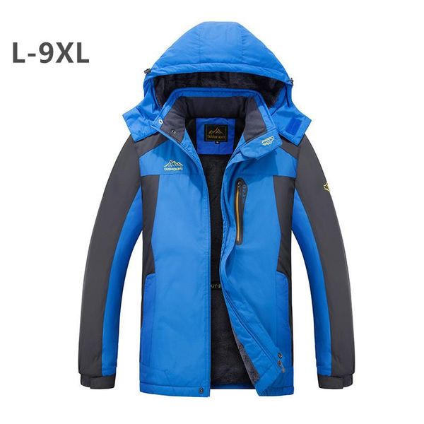 

outdoor climbing winter windbreaker fleece warm thick waterproof windproof hoodies jakcet plus size 6xl 7xl 8xl 9xl camping coat men's, Black;brown