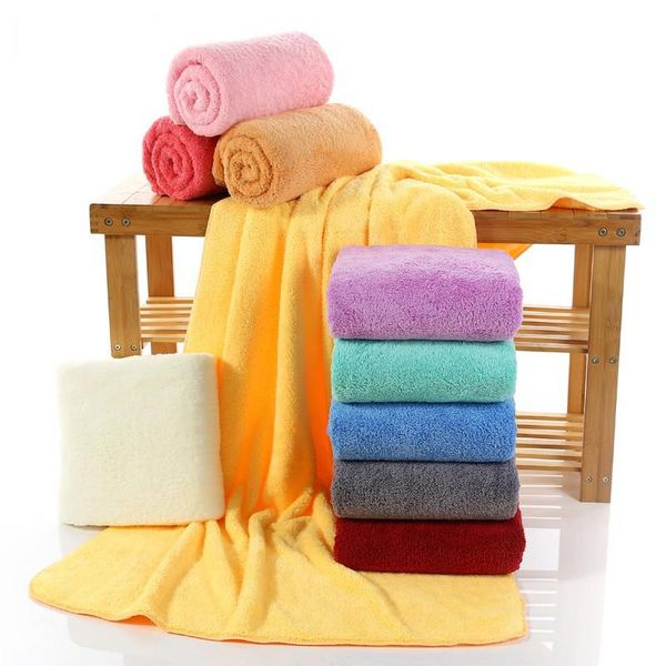 

towel coral fleece solid color bath excellent water absorbent large size 27.5