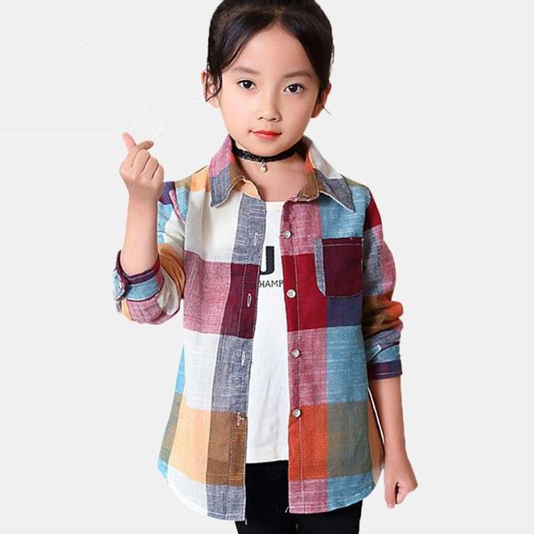 

shirts shirt for girl plaid blouse turn down collar children's girls fashion patchwork winter clothes year, White;black
