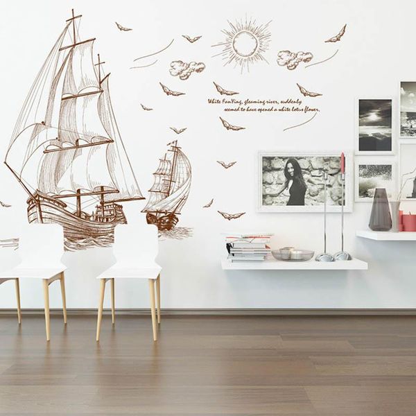 

wall stickers cartoon pirate ship sailing for kids rooms boys removable pvc decal diy art home decor da