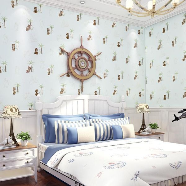 

cartoon bear children's room non woven wallpaper kindergarten boys and girls bedroom self adhesive u157 wallpapers