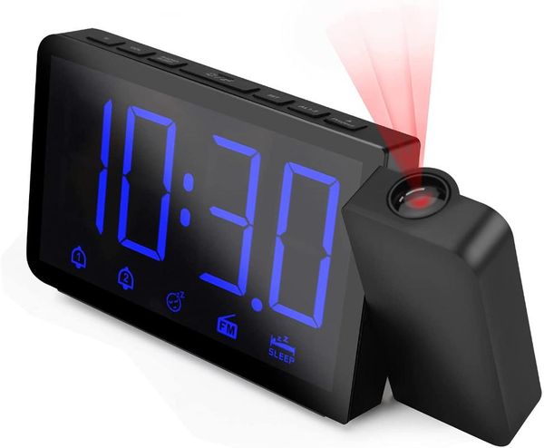 

other clocks & accessories projection clock with fm radio digital alarm large led display & 4 dimmer180 projector dual 12/24 hour form