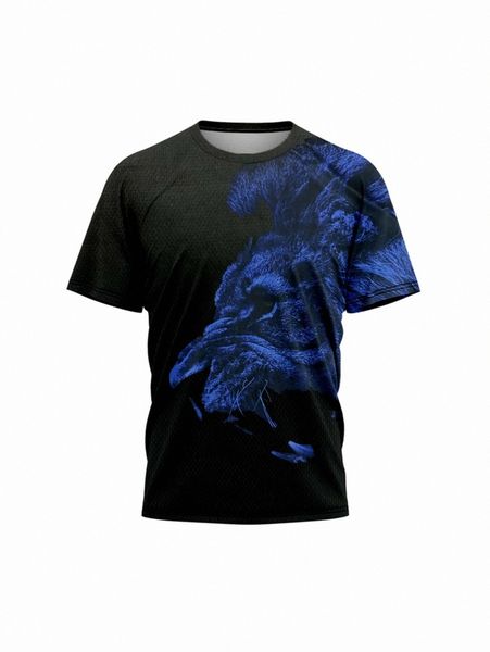 

extended sizes men 3d lion print tee k7l5#, White;black