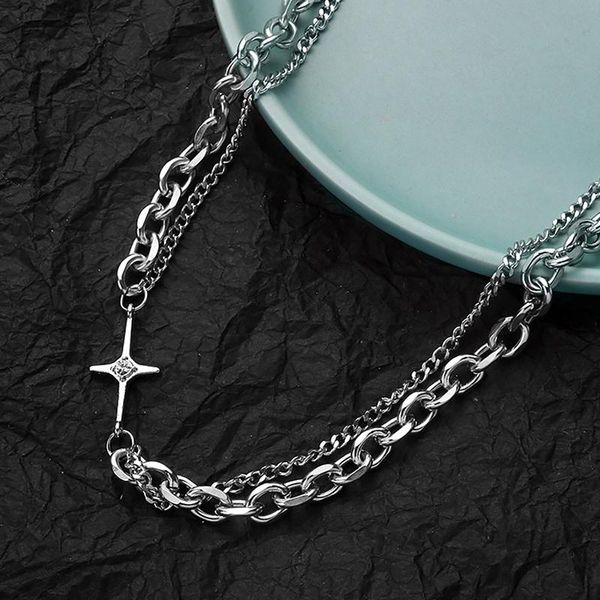 

chains cosyoo charm necklace stainless steel decorative hip hop basic clavicle chain choker jewelry accessories, Silver