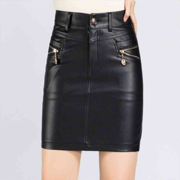 

vintage offic high waist women skirts leather solid zipper pencil casual mini womens female, Black