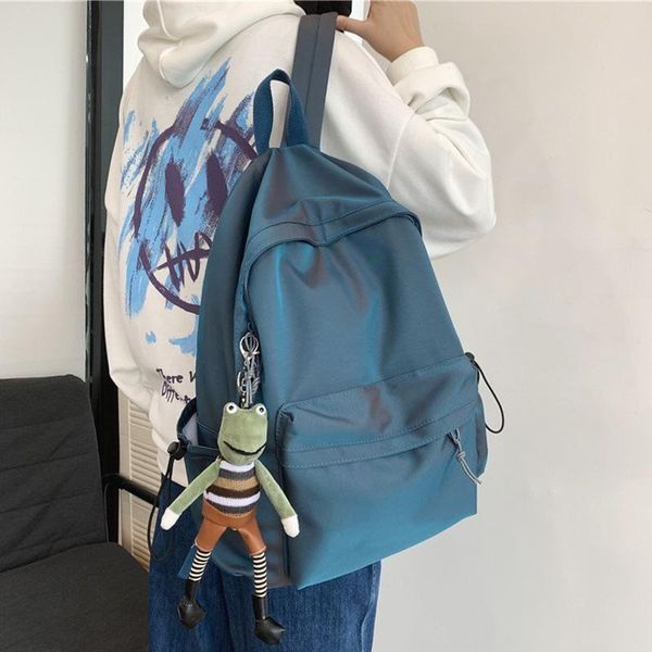 

backpack solid color women large capacity travel female school bag quality nylon student backbag