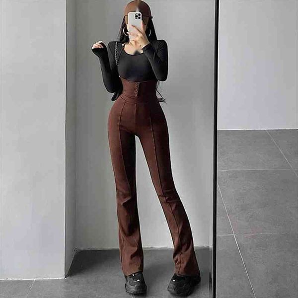 

fashion bandage halter neck high waist slim skinny overalls casual flare pants womens fashion trousers korean women g9j9, Black;white