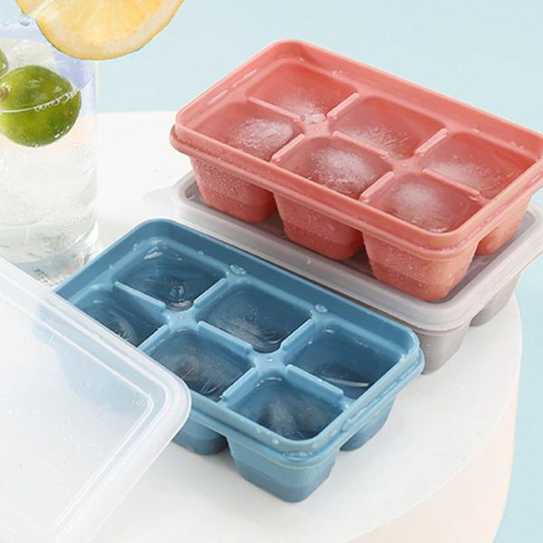 

baking moulds 6 grids soft bottom ice cube mold with leak-proof lid maker fruit popsicle cream for wine bar drinki