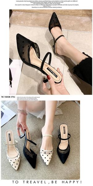 

polka dot high heel stiletto fashion women's shoes 1pcs slippers, Black