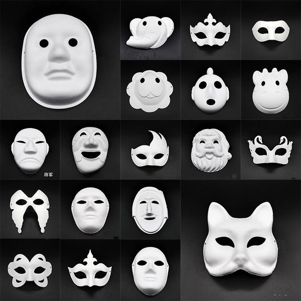 20pcs Full Face Costumi di Halloween Maschera di pittura in bianco fai da te Halloween Hip-Hop Dance Ghost Cosplay Fancy Dress Masquerade Party Mask
