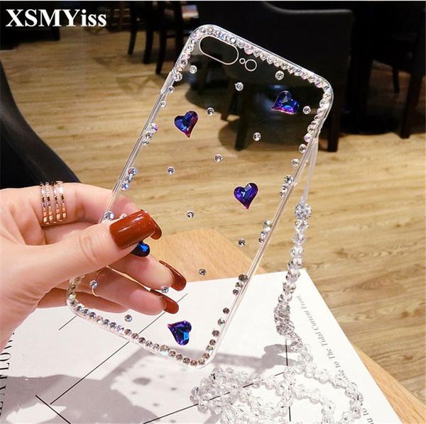 

xsmyiss 3d luxury bling crystal rhinestone cases for s6 s7 s8 s9 s10 plus lite note5 8 9 diamond case cover cell phone