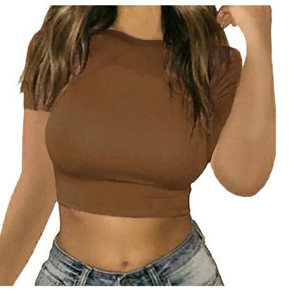 

women's t-shirt 2021 summer knit crop casual women short sleeve backless ribber black t shirts o neck t-shirts basic streetwear, White