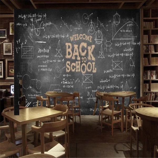 

wallpapers milofi custom 3d wallpaper mural retro nostalgic blackboard formula bar background wall living room bedroom decoration painting