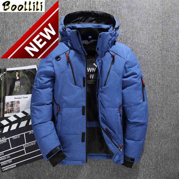 

boollili men's down jacket winter coat short duck puffer men hooded outdoor parka big size doudoune homme, Black