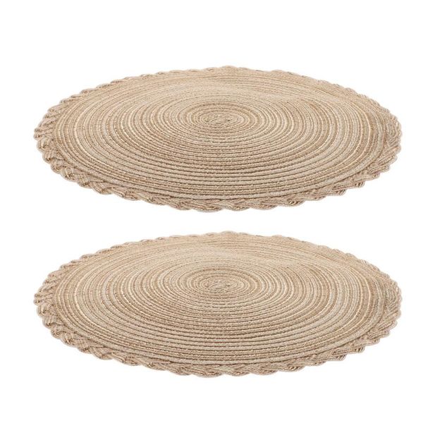 

mats & pads 2pcs round placemats heat insulated tableware table adornment (coffee)