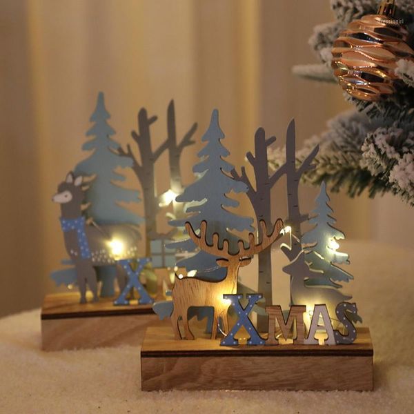 

christmas decorations [hht] nordic wooden elk with light strip deskornaments shop layout home gifts