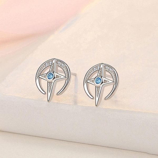 

stud 925 sterling silver cross moon star charm earring for women party wedding 2021 jewelry pendientes accessories eh472, Golden;silver