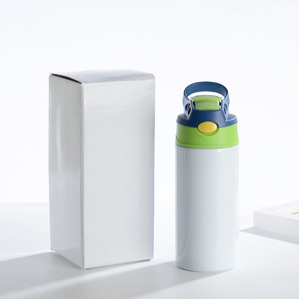 

6-colors sublimation sippy cup 350ml children water bottles with straw lid portable stainless steel drinking tumbler for kids