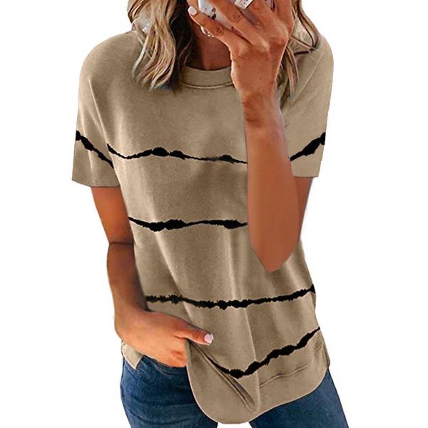 

women's t-shirt o-neck basic tees shirts female tie dye striped for women 5xl plus size loose short sleeve printed casual t-shirts m02, White