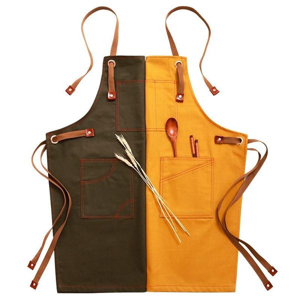 

aprons denim apron japanese barista custom logo printing restaurant floral tea shop barber overalls