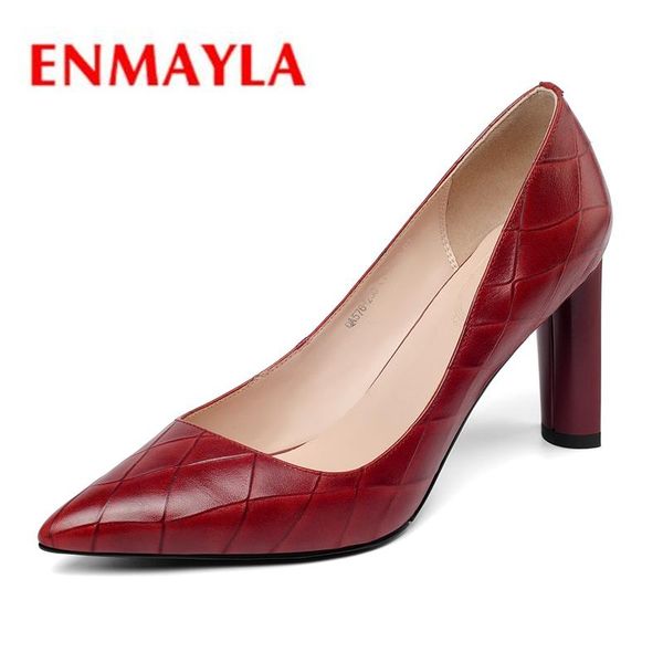 

genuine leather pointed toe women heels shoes slip-on size34-39 zyl2434 dress, Black
