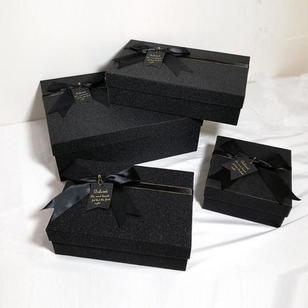 

gift wrap high grade box creative bow case birthday perfume lipstick (black)