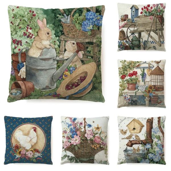 

cushion/decorative pillow hand-painted farm style sofa cushion back linen cover