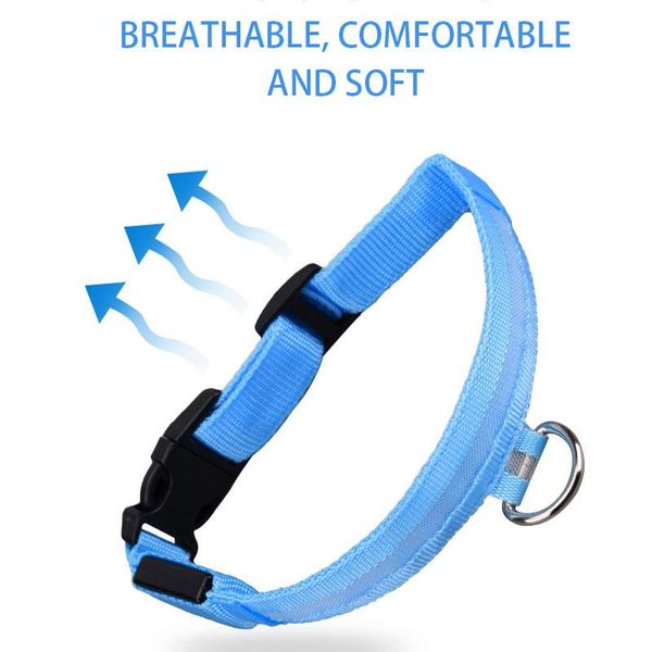 

dog collars & leashes led light-up collar luminous pet belt wire mesh rechargeable usb puppy
