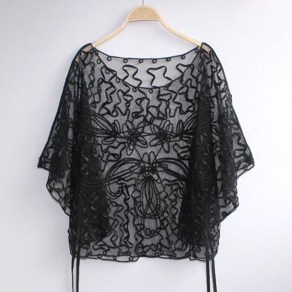 

blouse women blusas mujer de moda verano batwing sleeve plus size blouse holow lace blouse shirt women blouses blusa d605 210426, White